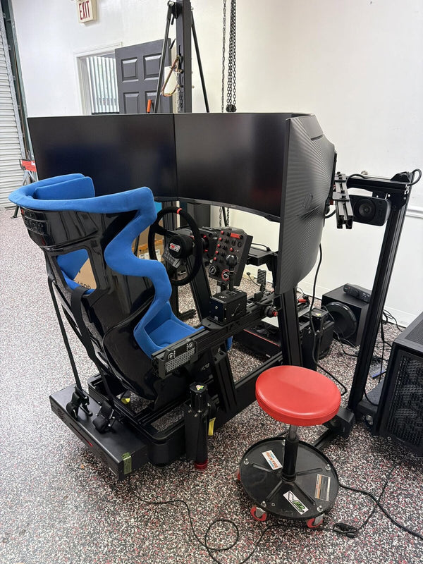 Simulator build in progress at the Velocity Pro Sims shop