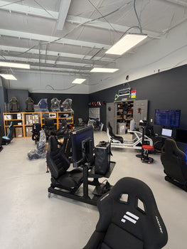 Inside the Velocity Pro Sims racing simulator showroom in Daytona Beach, Florida