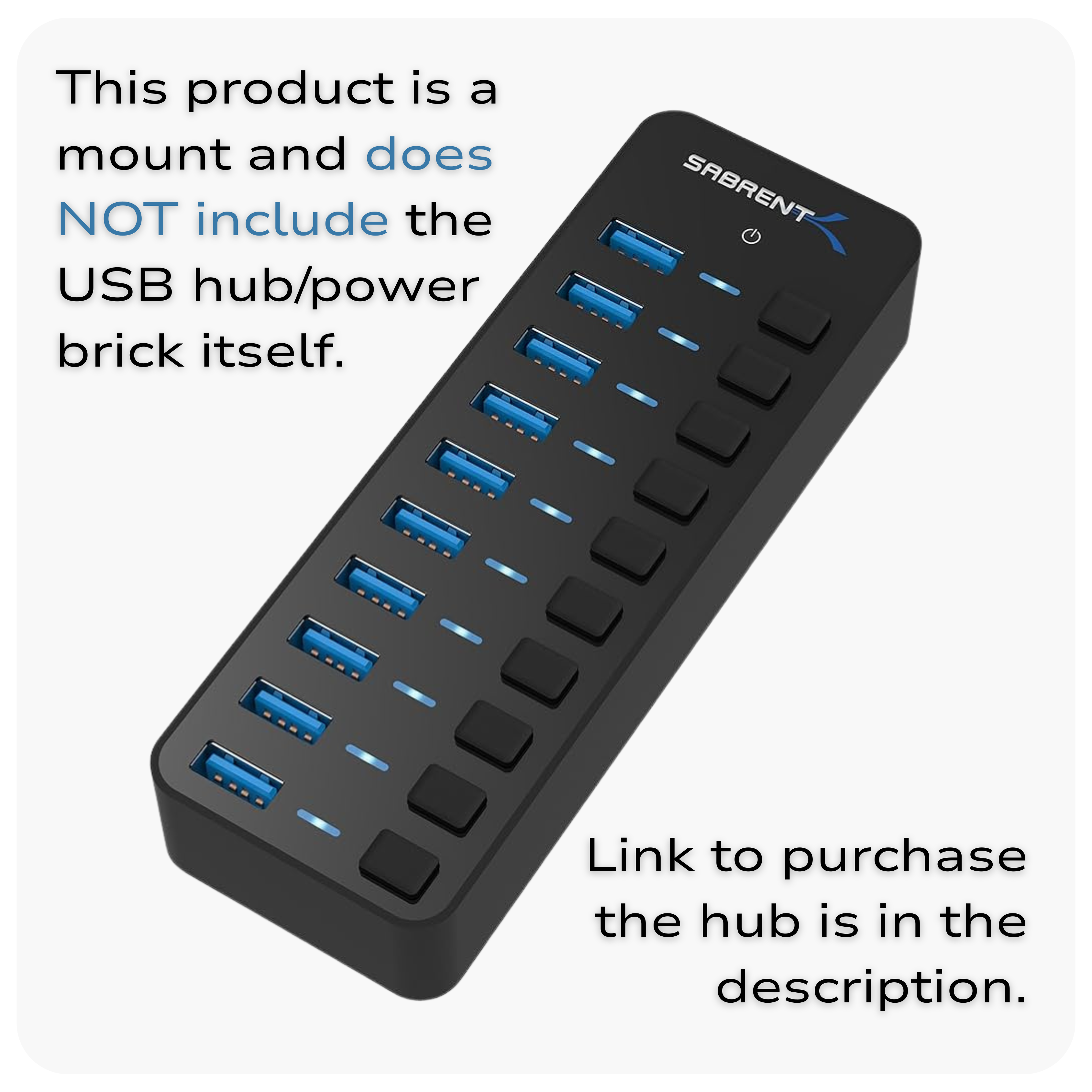 SimSportGadget Sabrent 10-Port USB Hub Power Brick Brackets for Aluminum Profile Sim Rigs