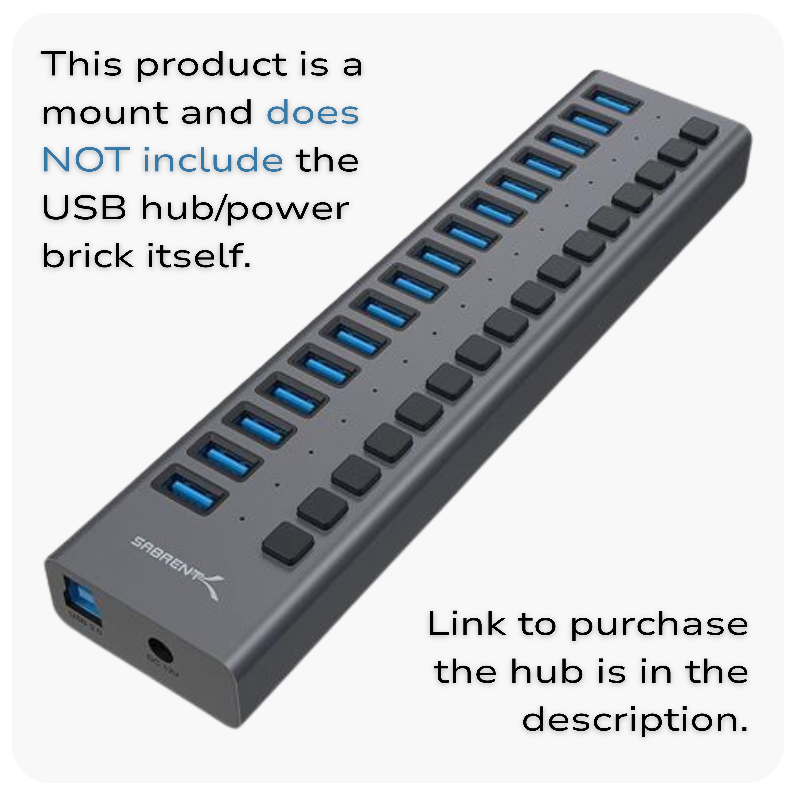SimSportGadget Sabrent 16-Port USB Hub Power Brick Brackets for Sim Racing Rigs