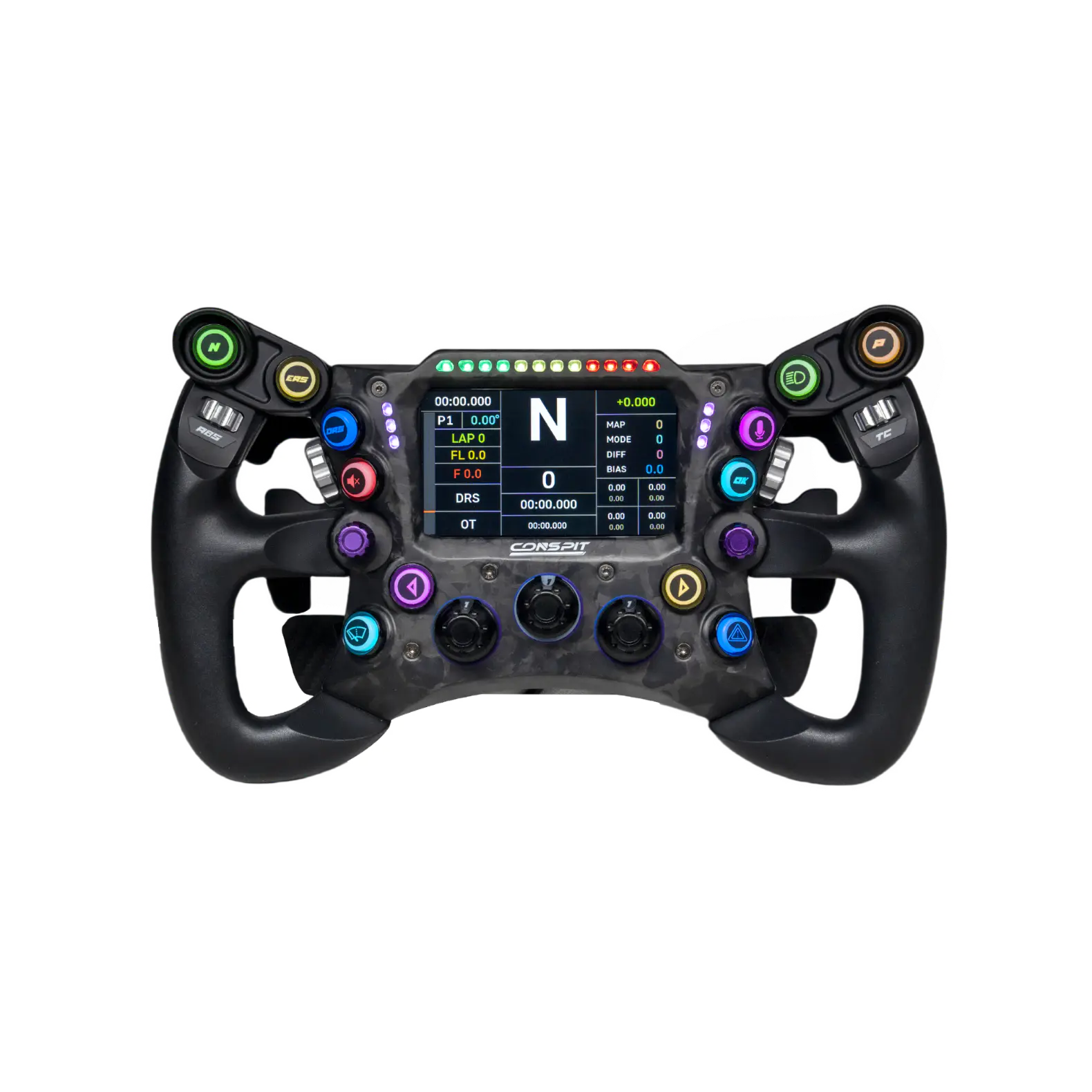 CONSPIT 290GP formula sim racing wheel with 4.3-inch dashboard, front view