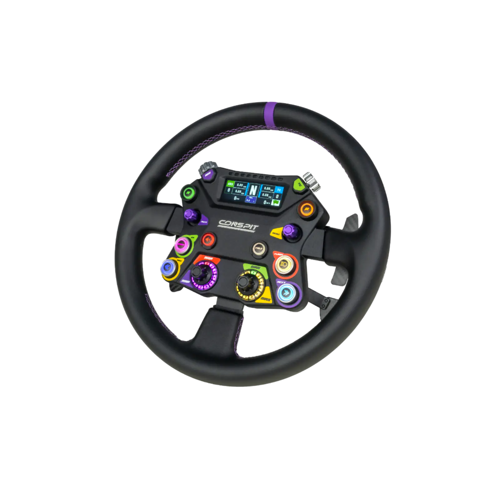 CONSPIT 310 APEX sim racing wheel, angled front view