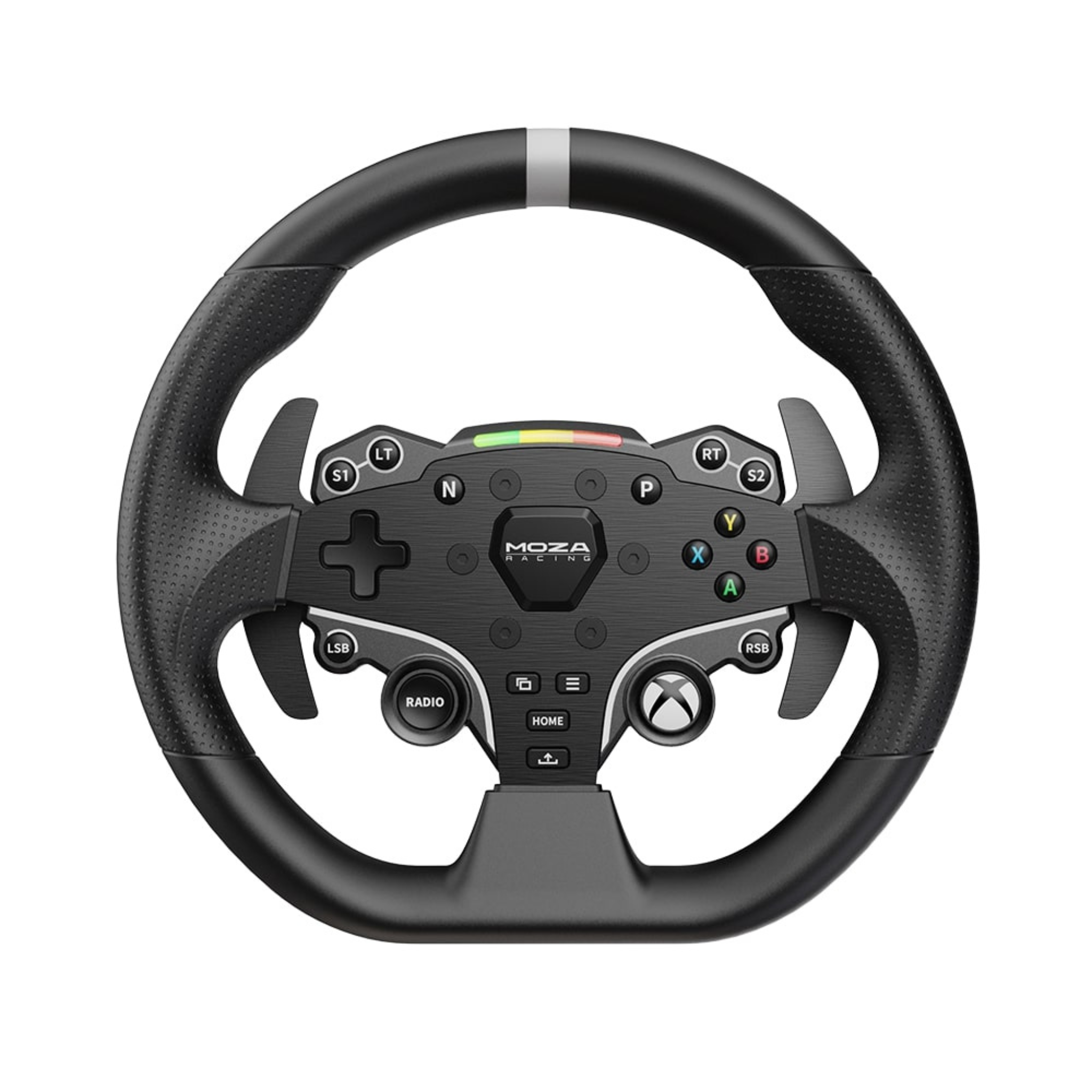 MOZA ES Xbox steering wheel with 22 buttons and RGB RPM lights, officially licensed for Xbox