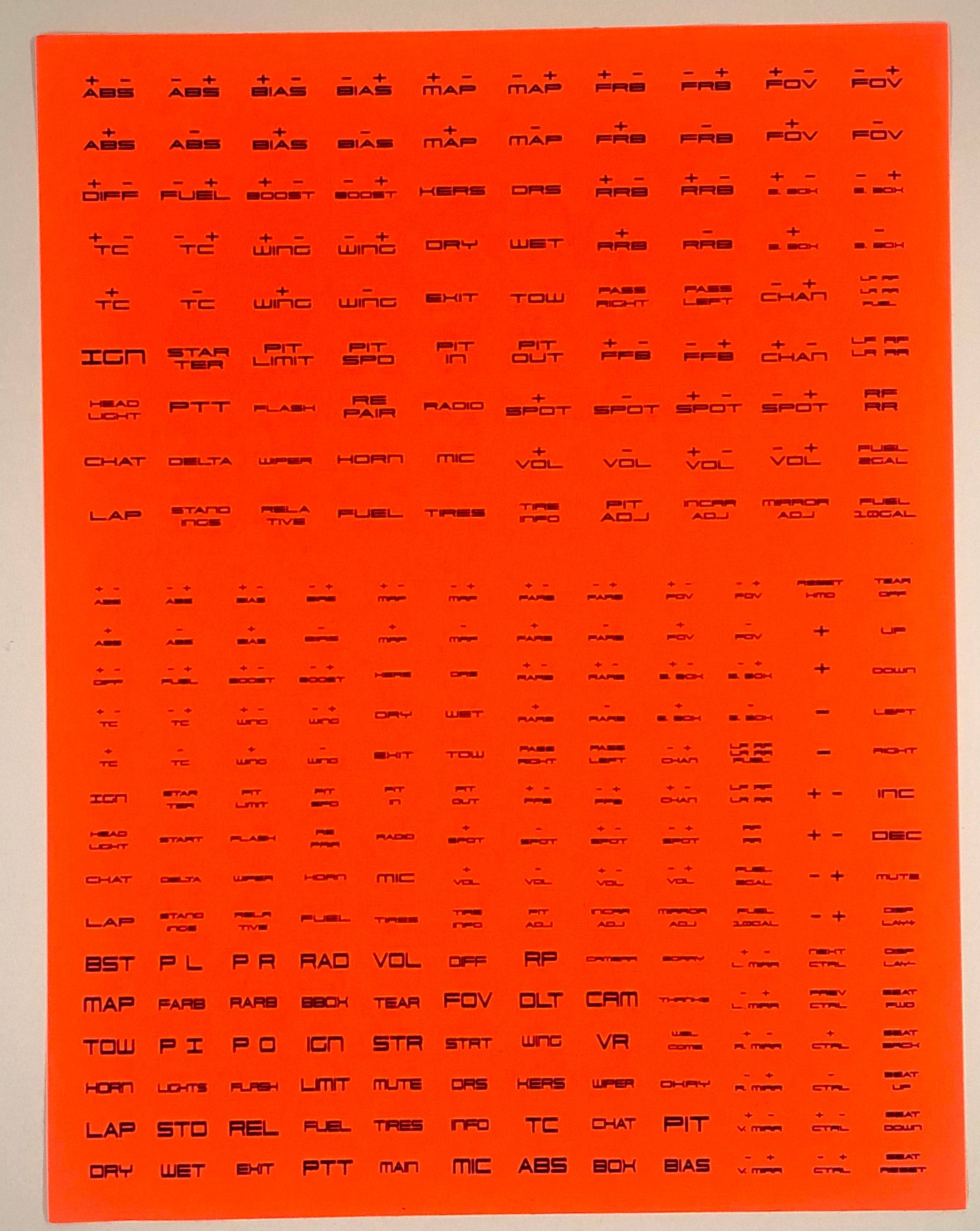 Apex Sim Racing - Button Box Label Kit (270 Labels)