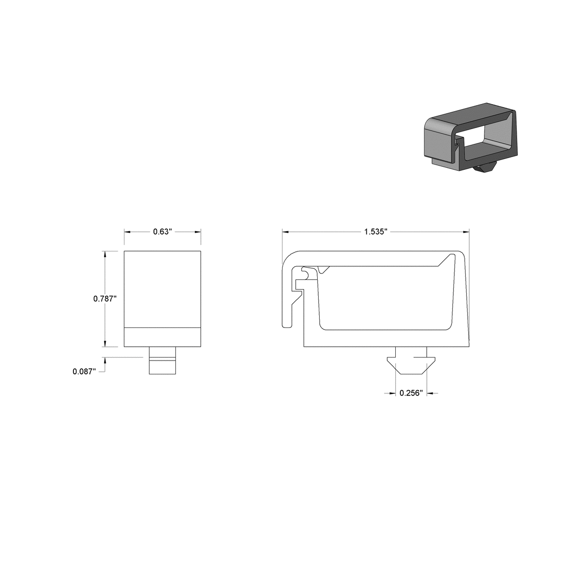 Snap-Close Cable Holder, 1 Opening for 1" Rail