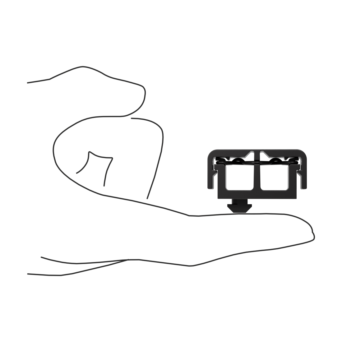 Snap-Close Cable Holder with Two Openings for 1" Rail