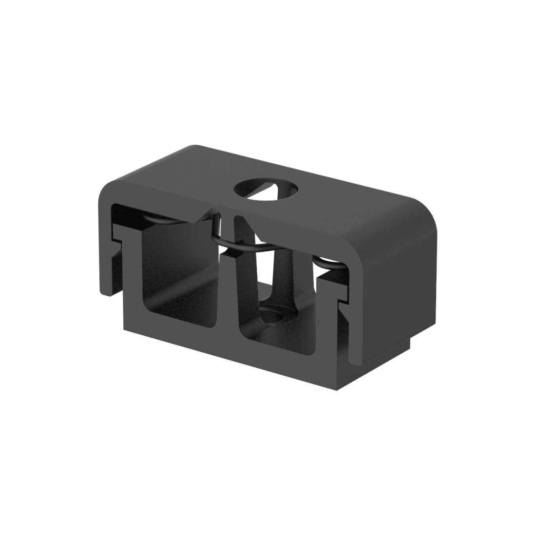 Snap-Close Cable Holder with Two Openings for 1.5" Rail