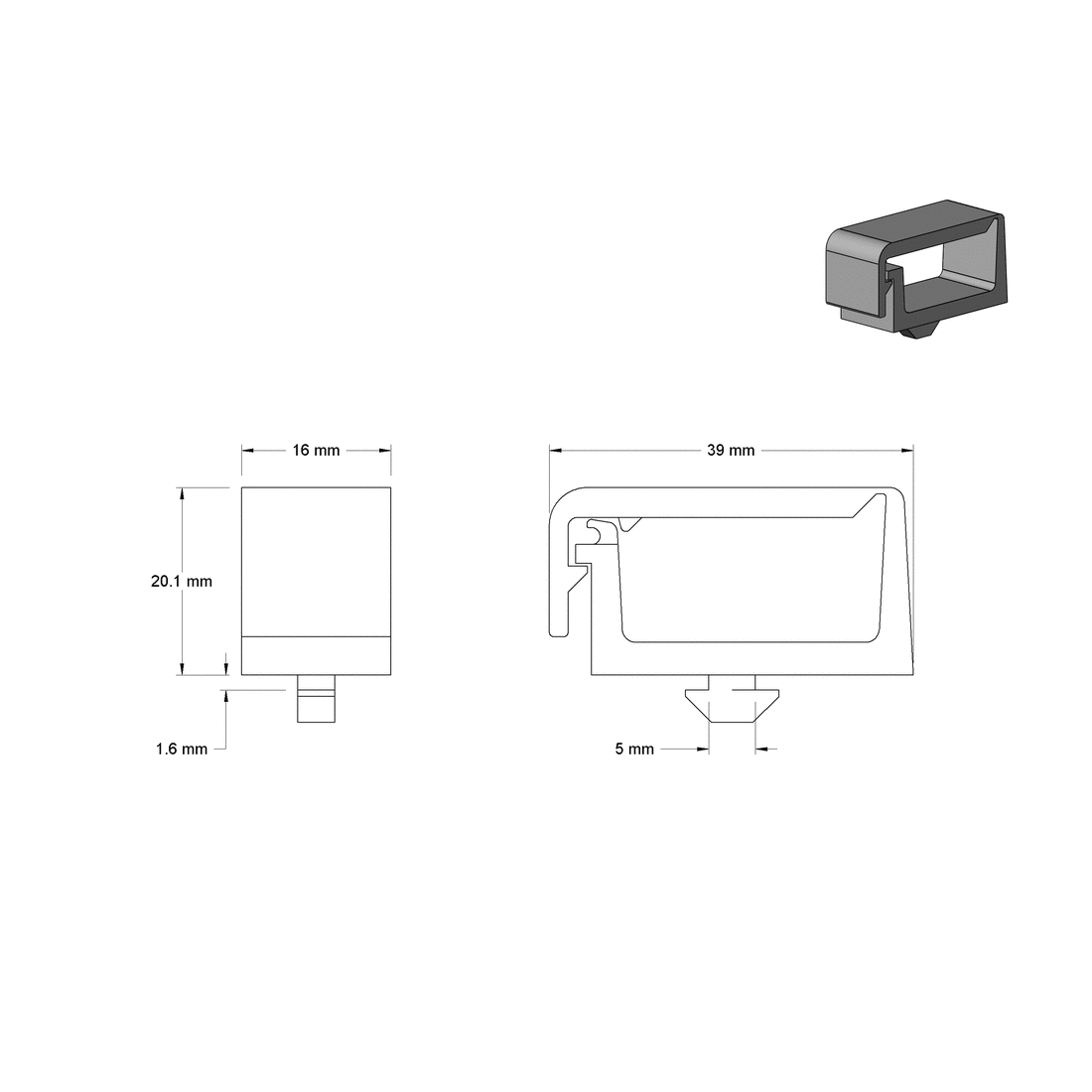 Snap-Close Cable Holder for 20mm Rail, T-Slotted Framing