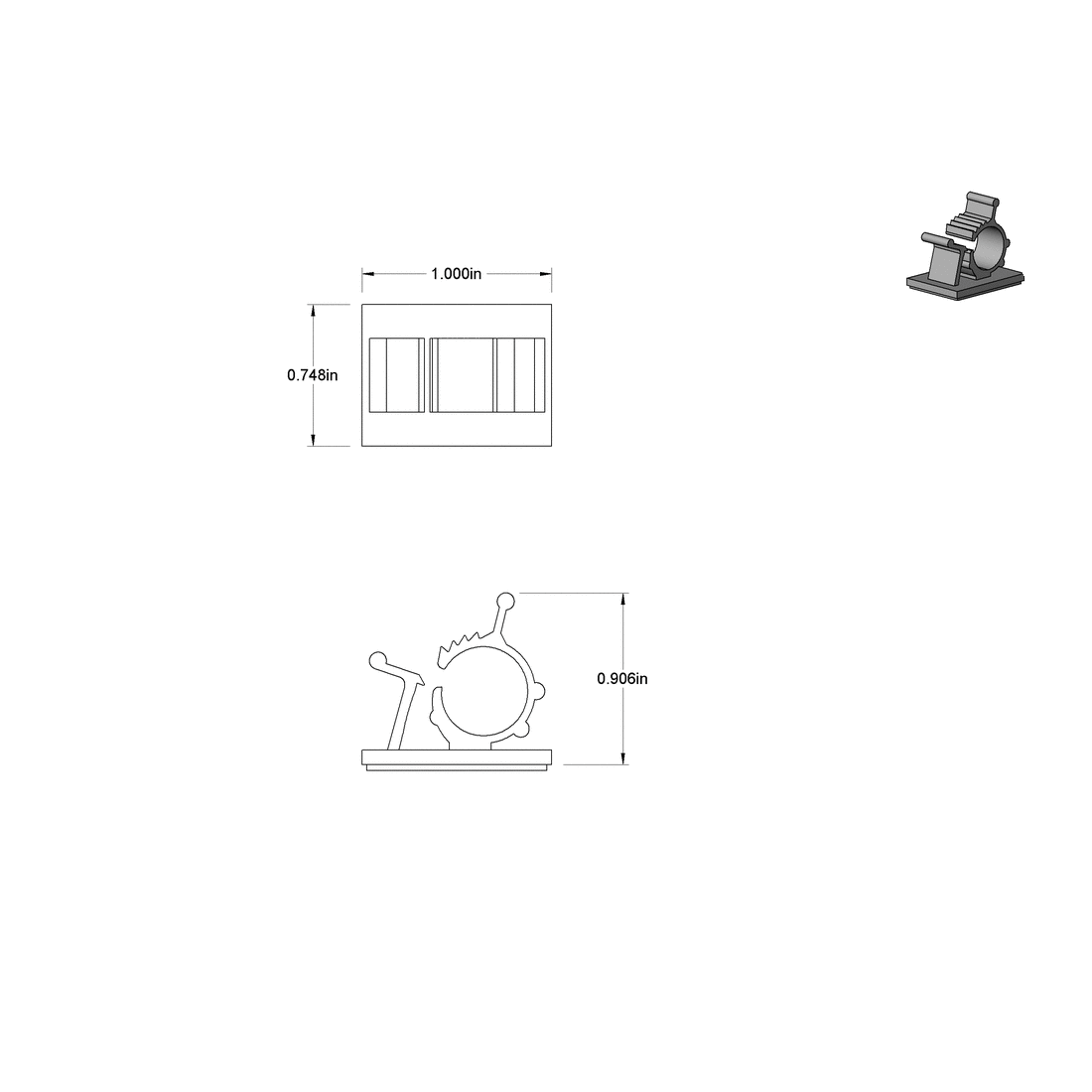 Adhesive-Back Nylon Cable Holders - 1"