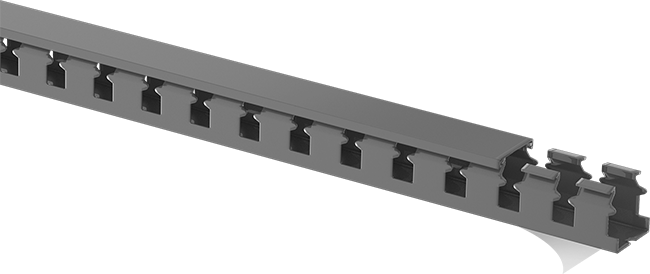 Slotted Wire Duct with Snap-On Cover, Adhesive-Back, 1x1 (McMaster 7578K43)