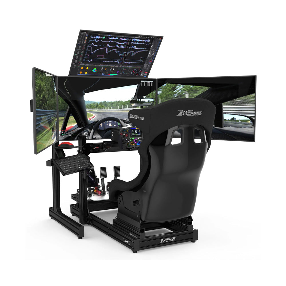 a racing simulator with three screens