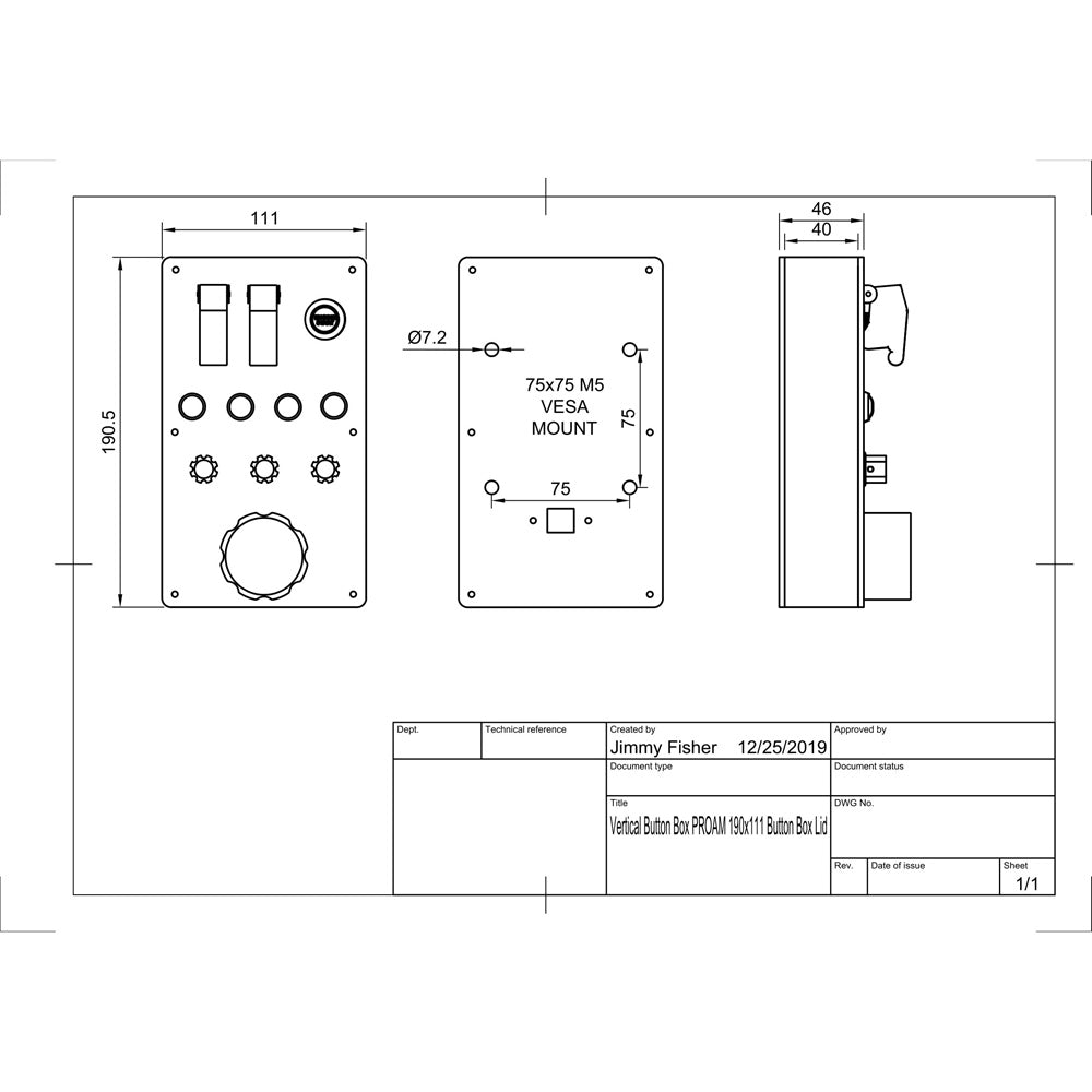 Apex Sim Racing - Apex Button Box Vertical Mount V1
