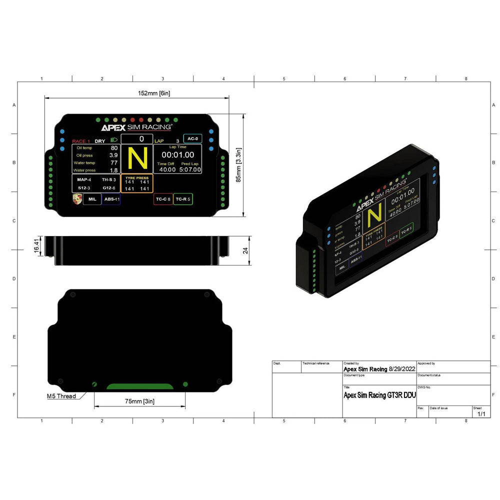 Sim Racing Display Image Apex Sim Racing - GT3R DDU Sim Racing Display