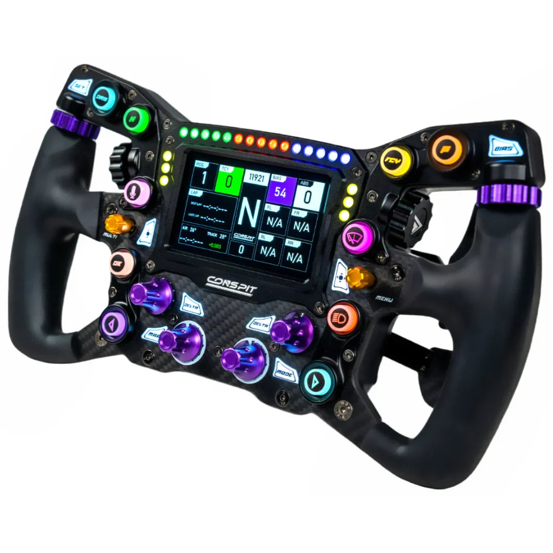 CONSPIT MAX 01 sim racing wheel, angled front view