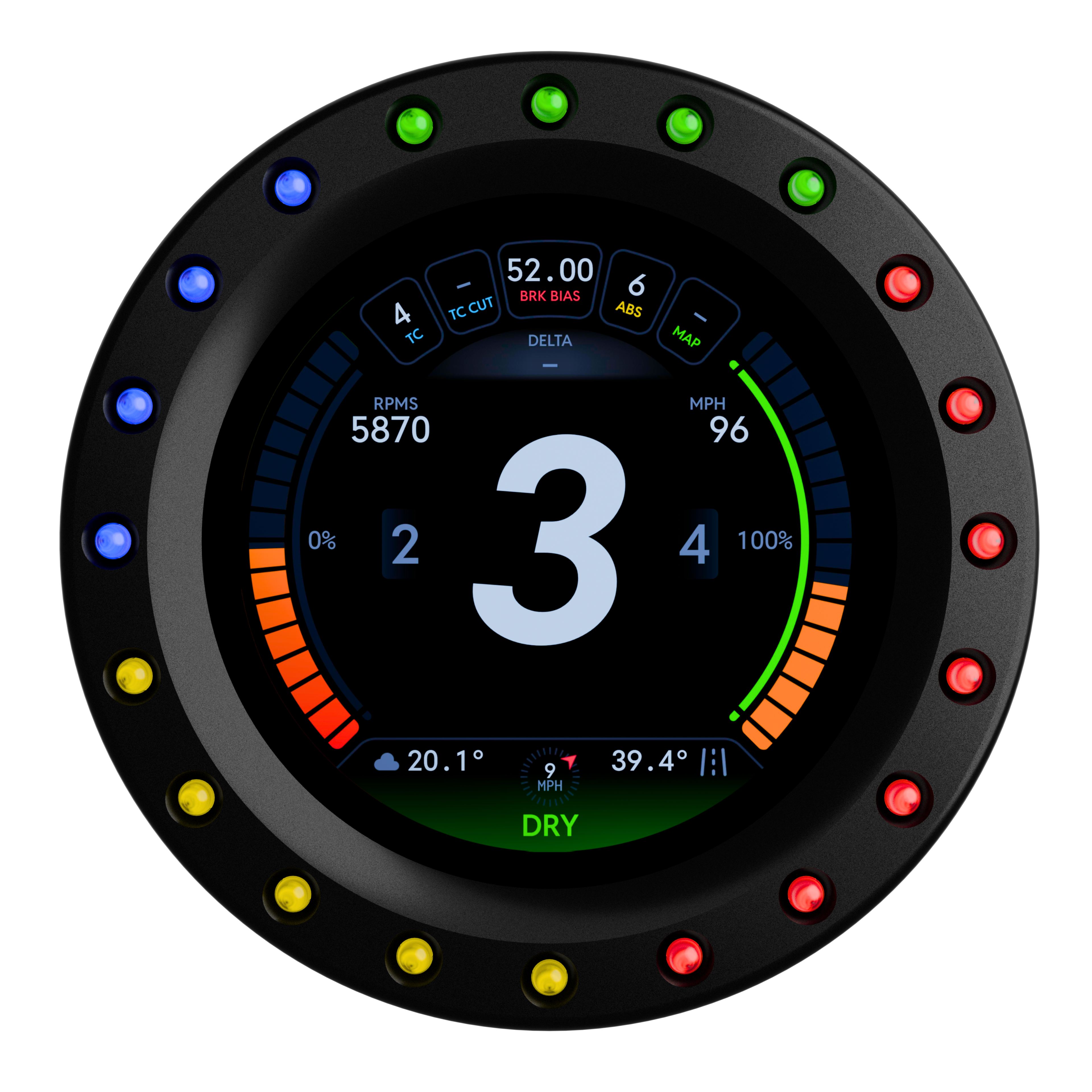 SimSportGadget DG-5 Circular Telemetry Gauge Dashboard Display for Sim Racing