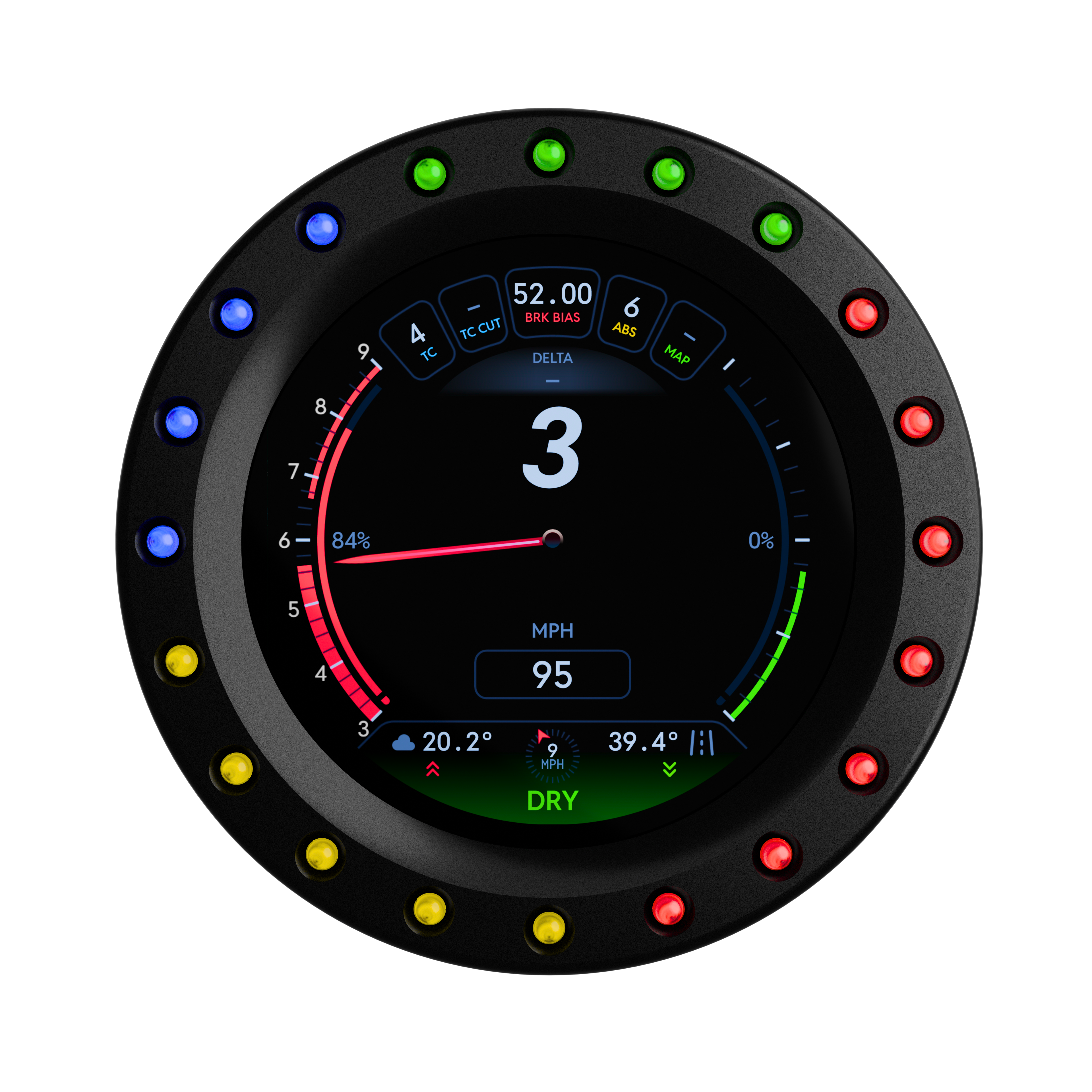 SimSportGadget DG-5 Circular Telemetry Gauge Dashboard Display for Sim Racing