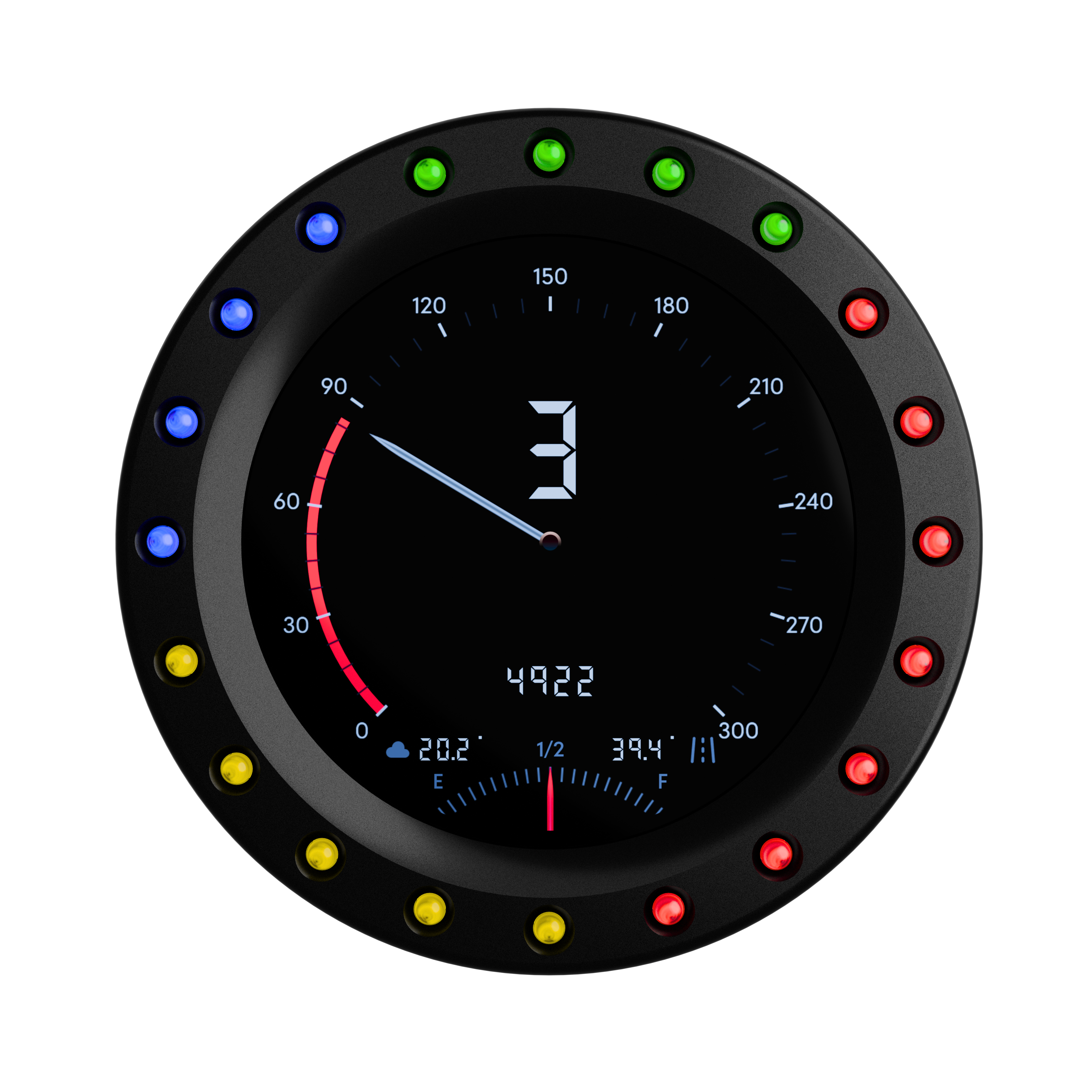 SimSportGadget DG-5 Circular Telemetry Gauge Dashboard Display for Sim Racing