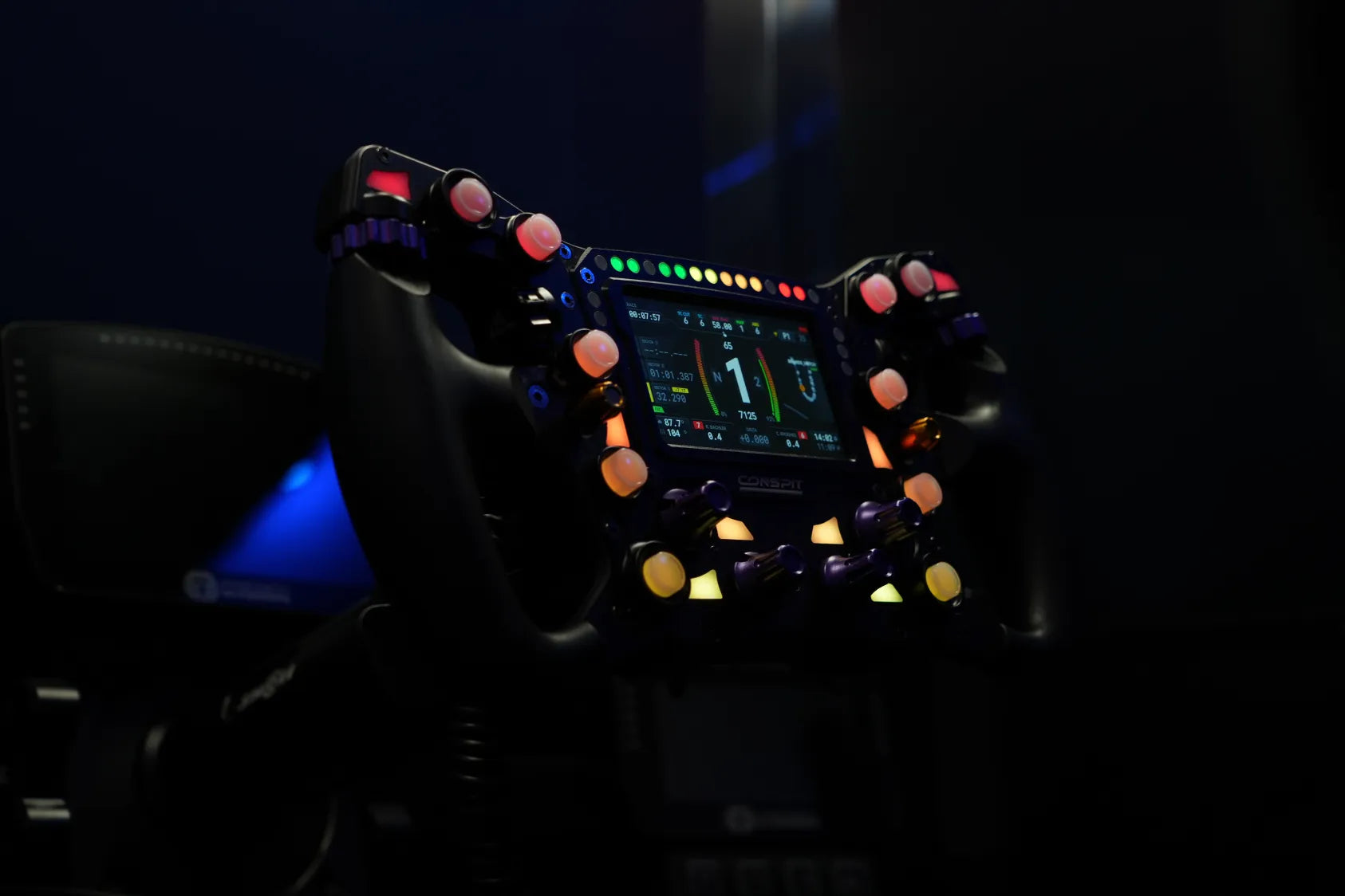 CONSPIT MAX 01 wheel mounted on a sim rig