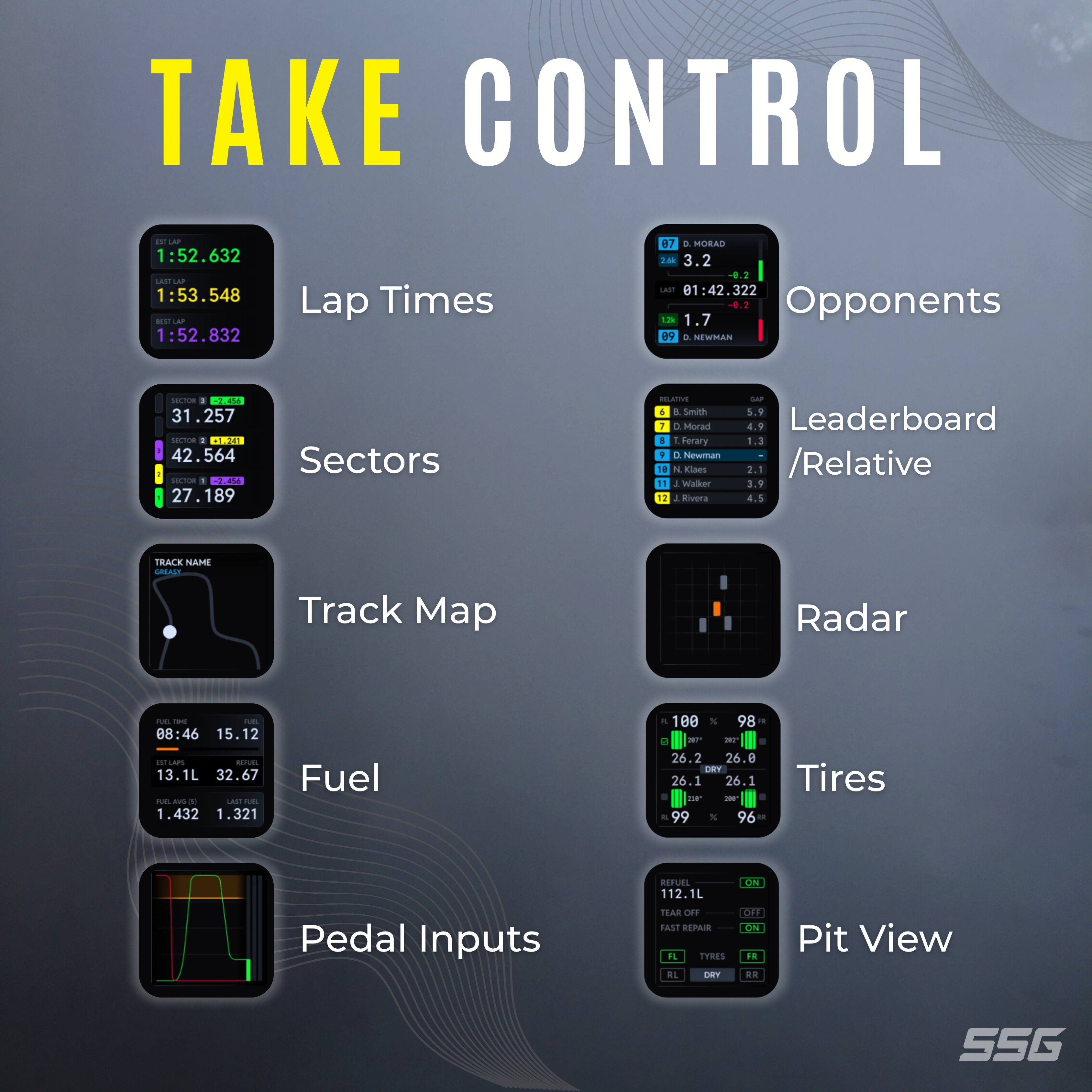SimSportGadget DV8 Dashboard Display with RGB Shift Lights for Sim Racing (Pre-Order)