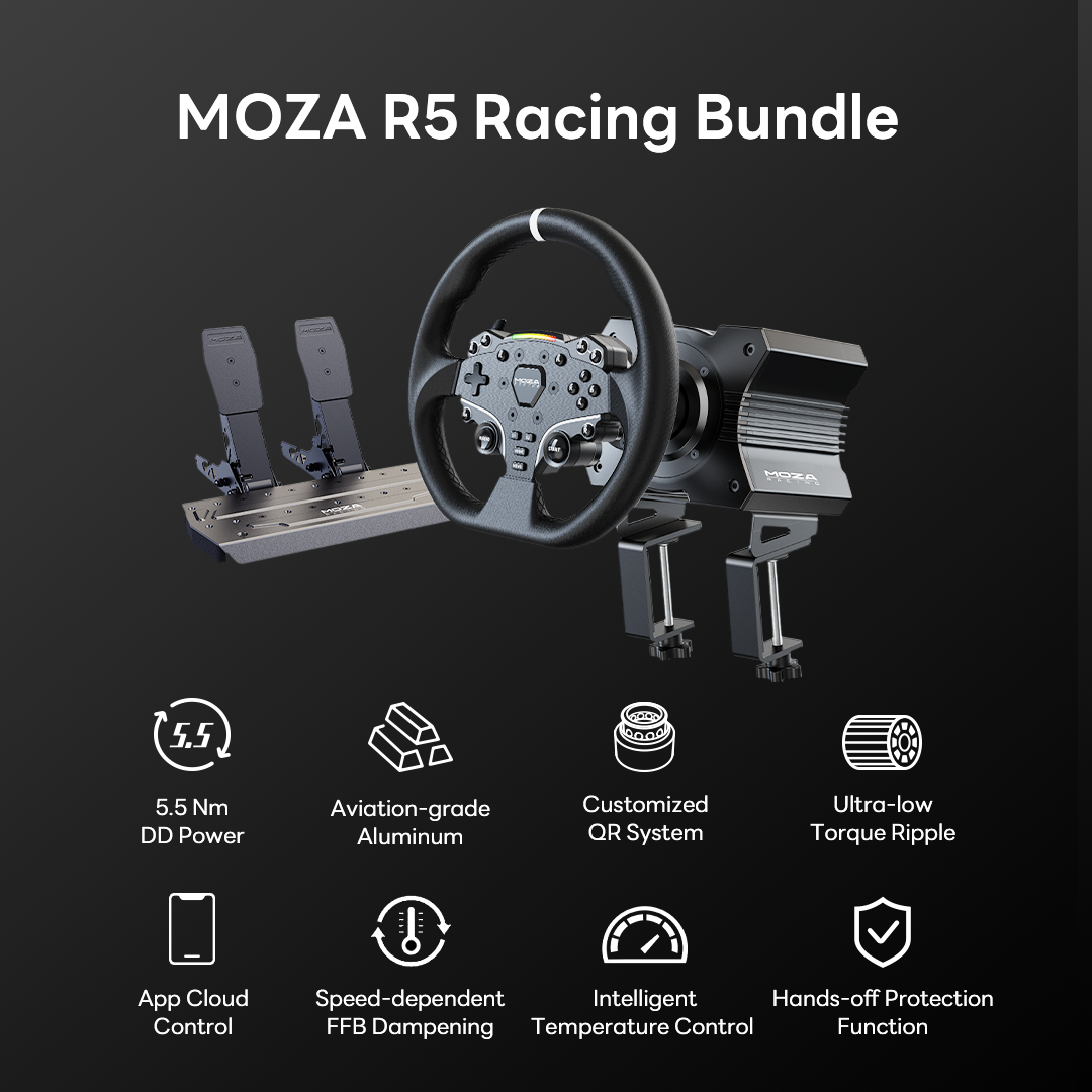 Moza Racing R5 Sim Racing Bundle | 5.5Nm Direct Drive