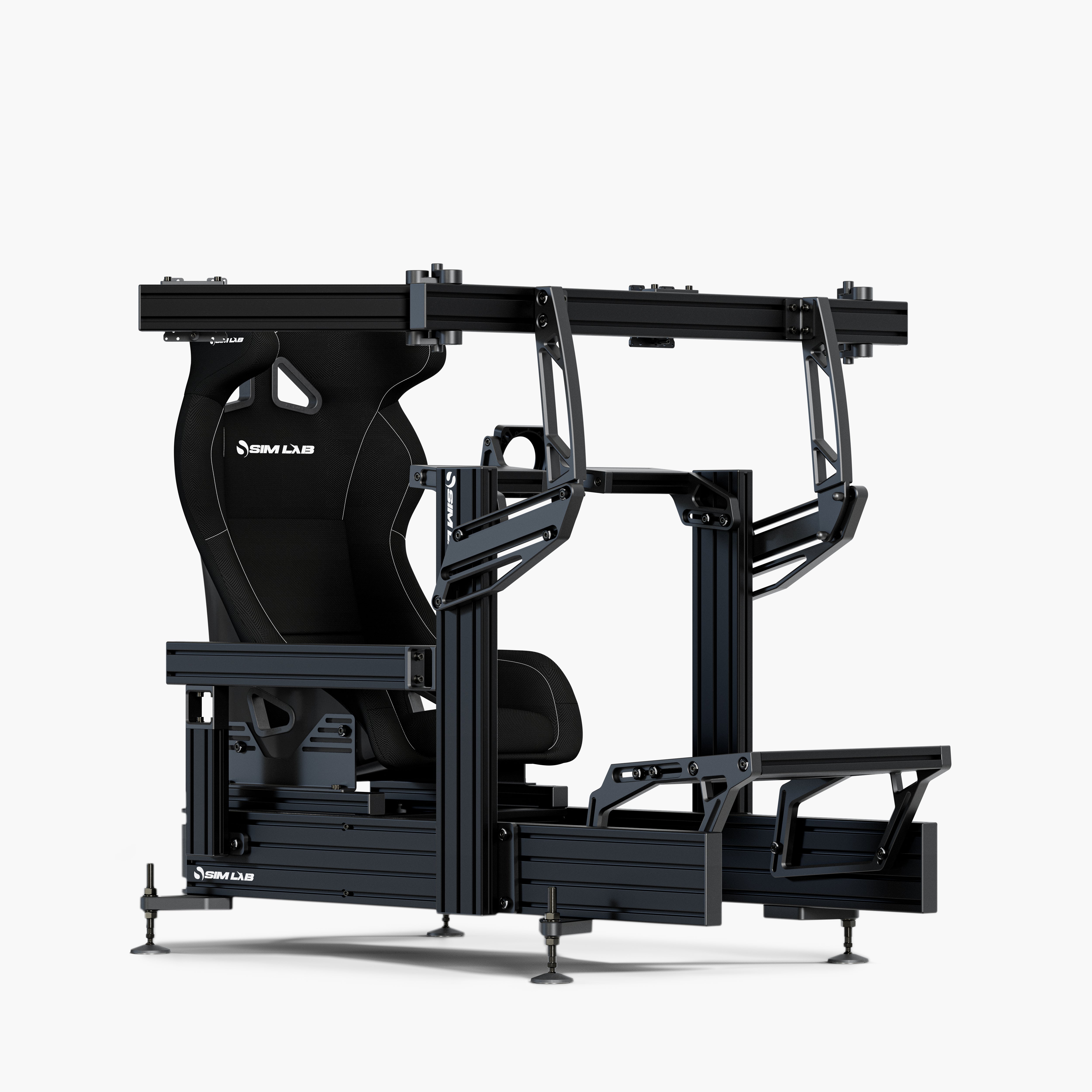 Sim-Lab P1X Ultimate cockpit with triple monitor mount and bucket seat