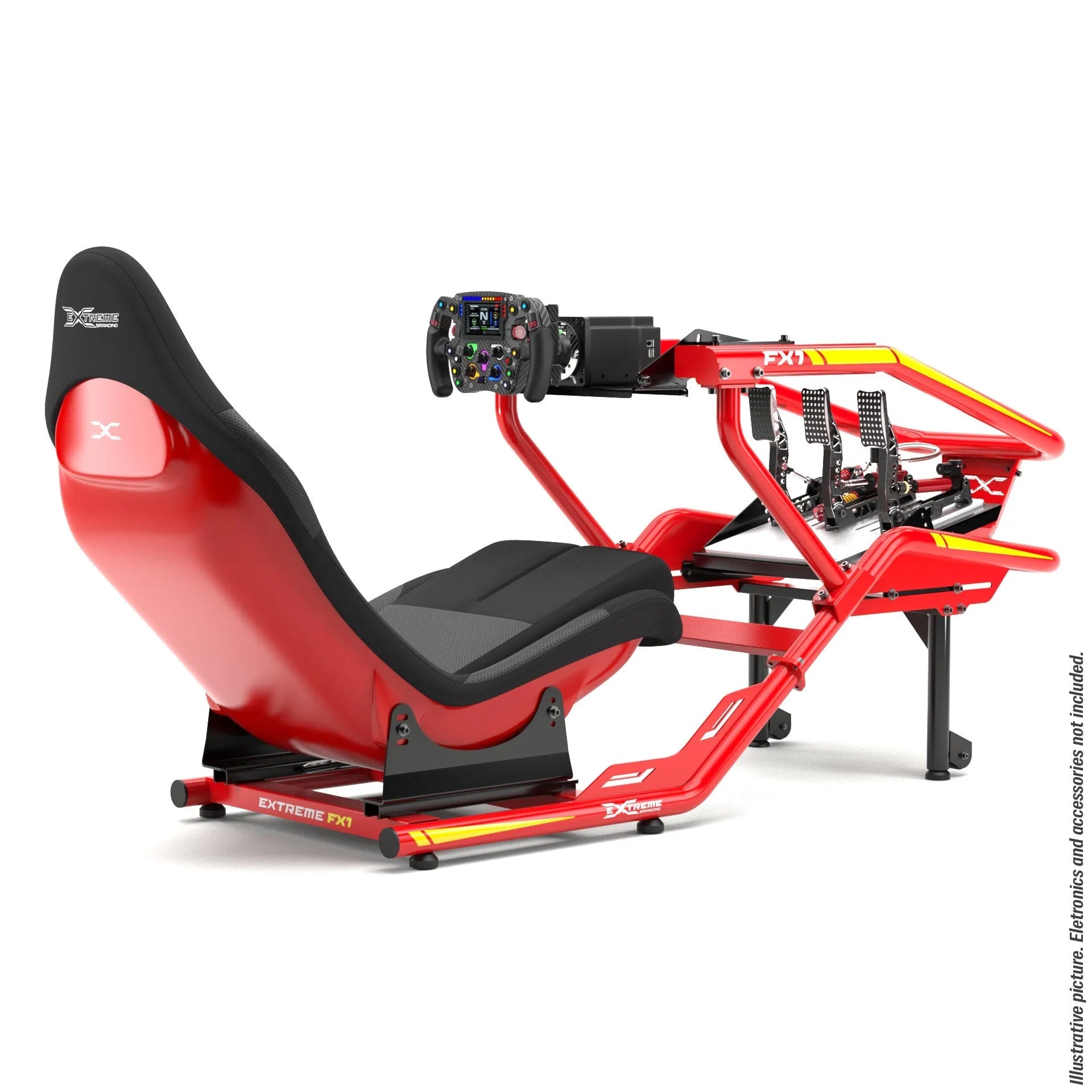 Extreme Sim Racing - FX1 Formula Cockpit Red Chassis Details in Yellow