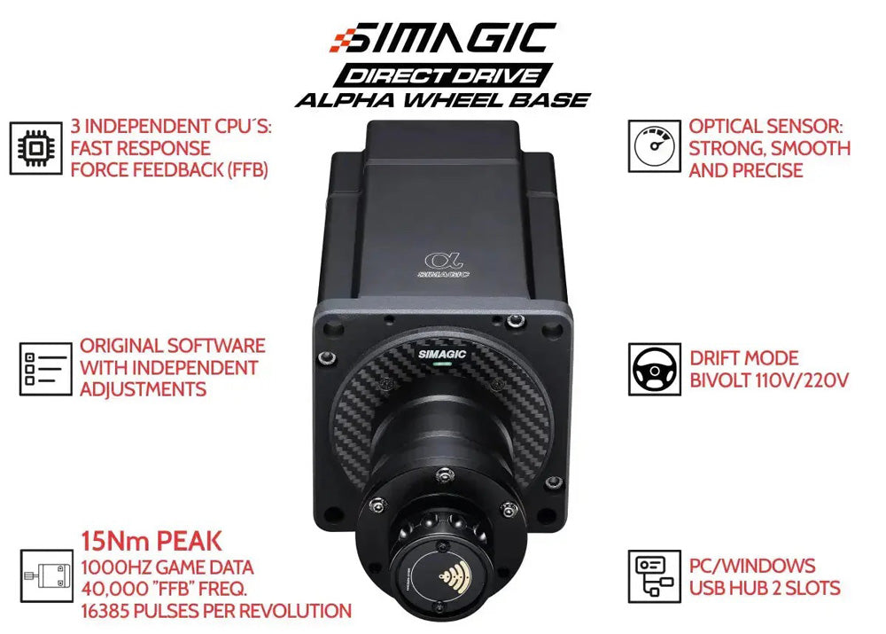 Simagic Alpha - Direct Drive - Racing Simulator Steering Motor - 15Nm
