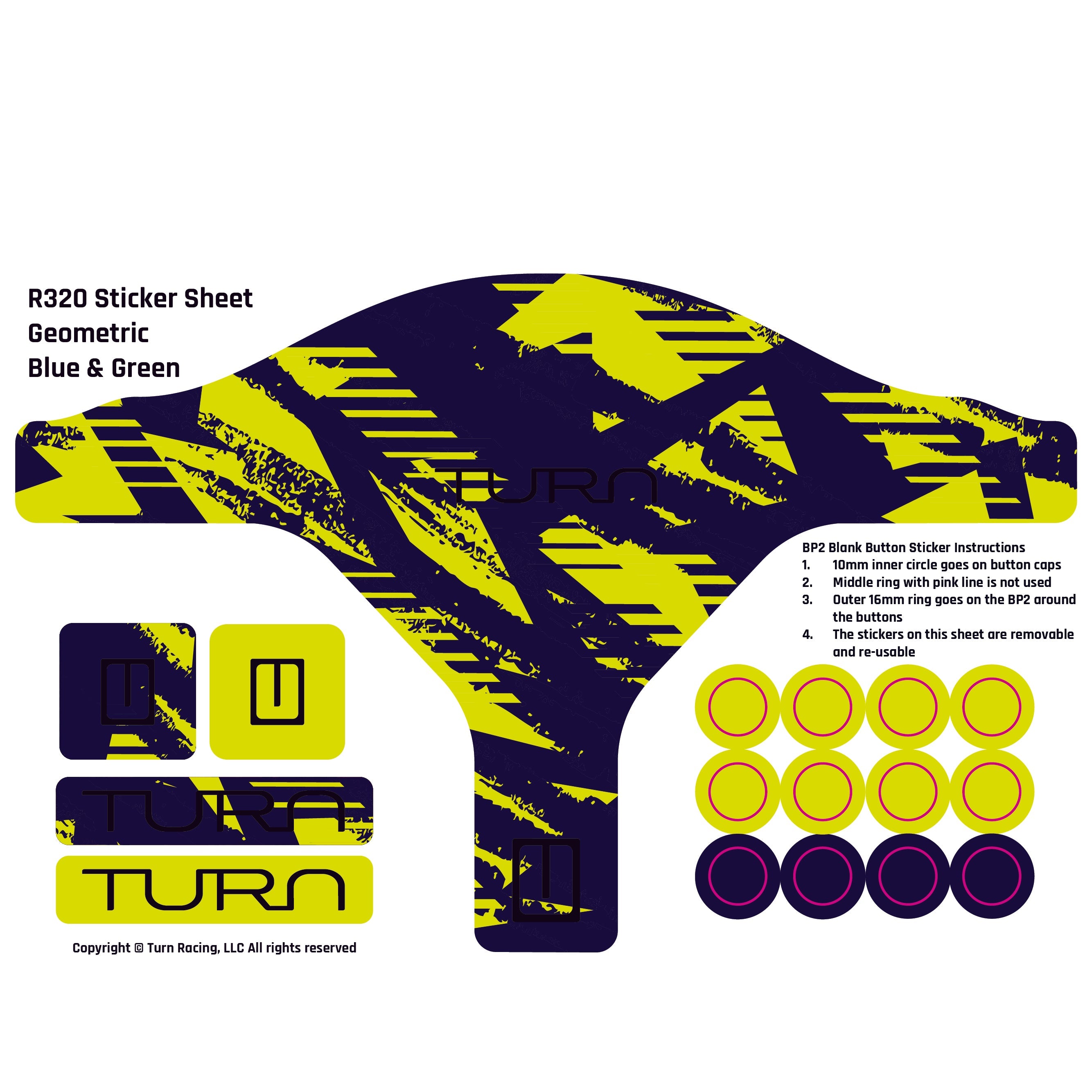 R320 Sticker Sheets Geometric Blue & Green