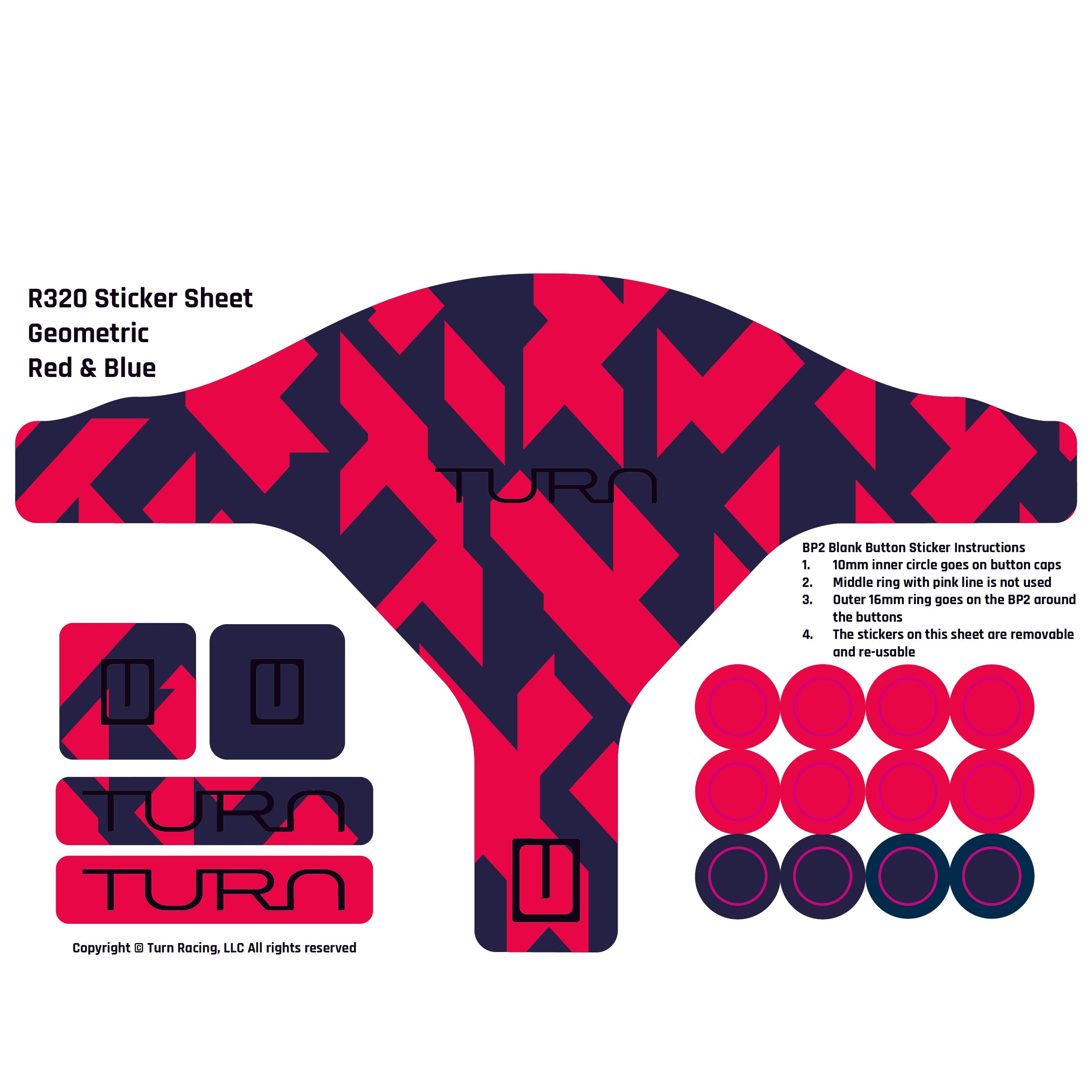 R320 Sticker Sheets Geometric Red & Blue