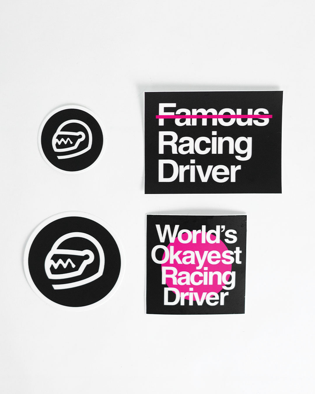Not Famous Racing Driver - Classic Sticker Pack Black