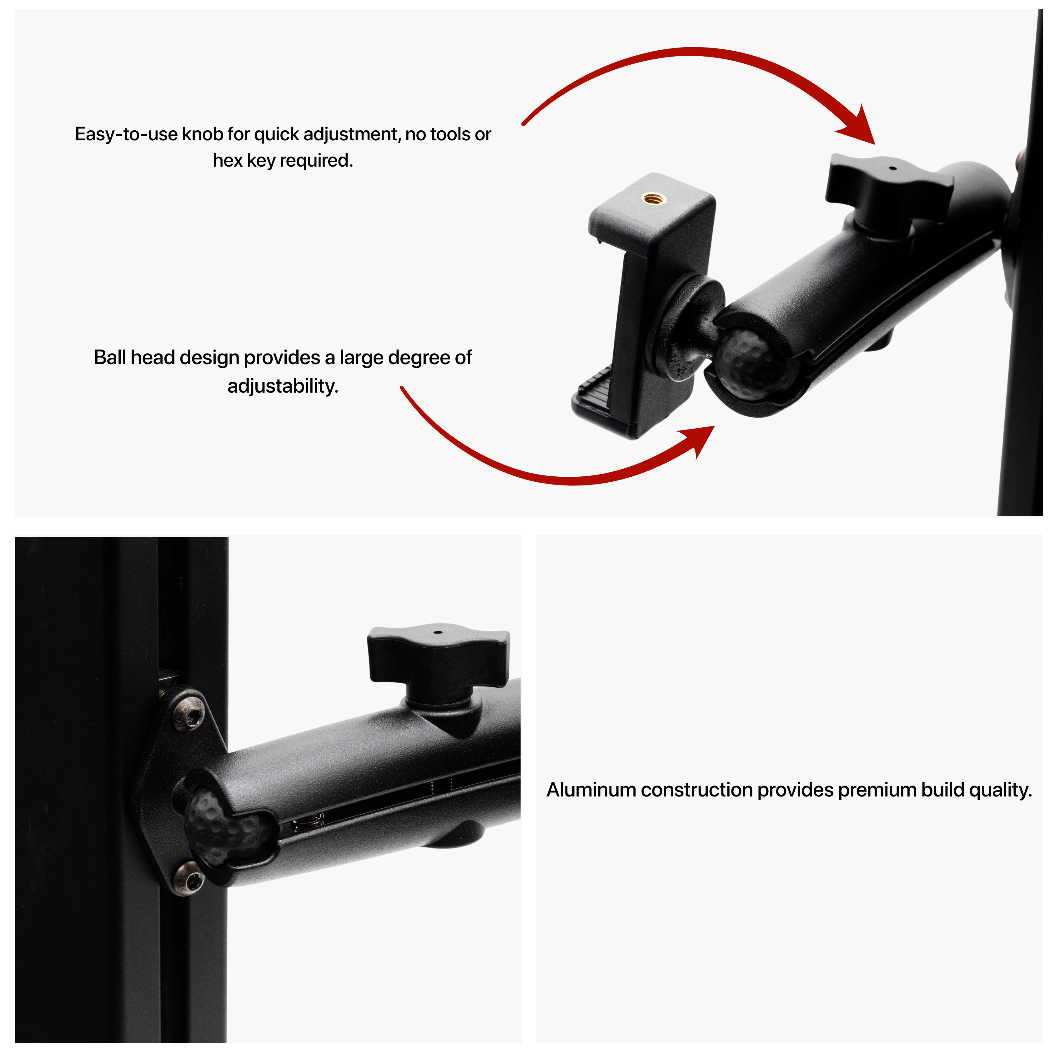SimSportGadget Phone Mount with Premium Articulating Aluminum Arm for Sim Rigs