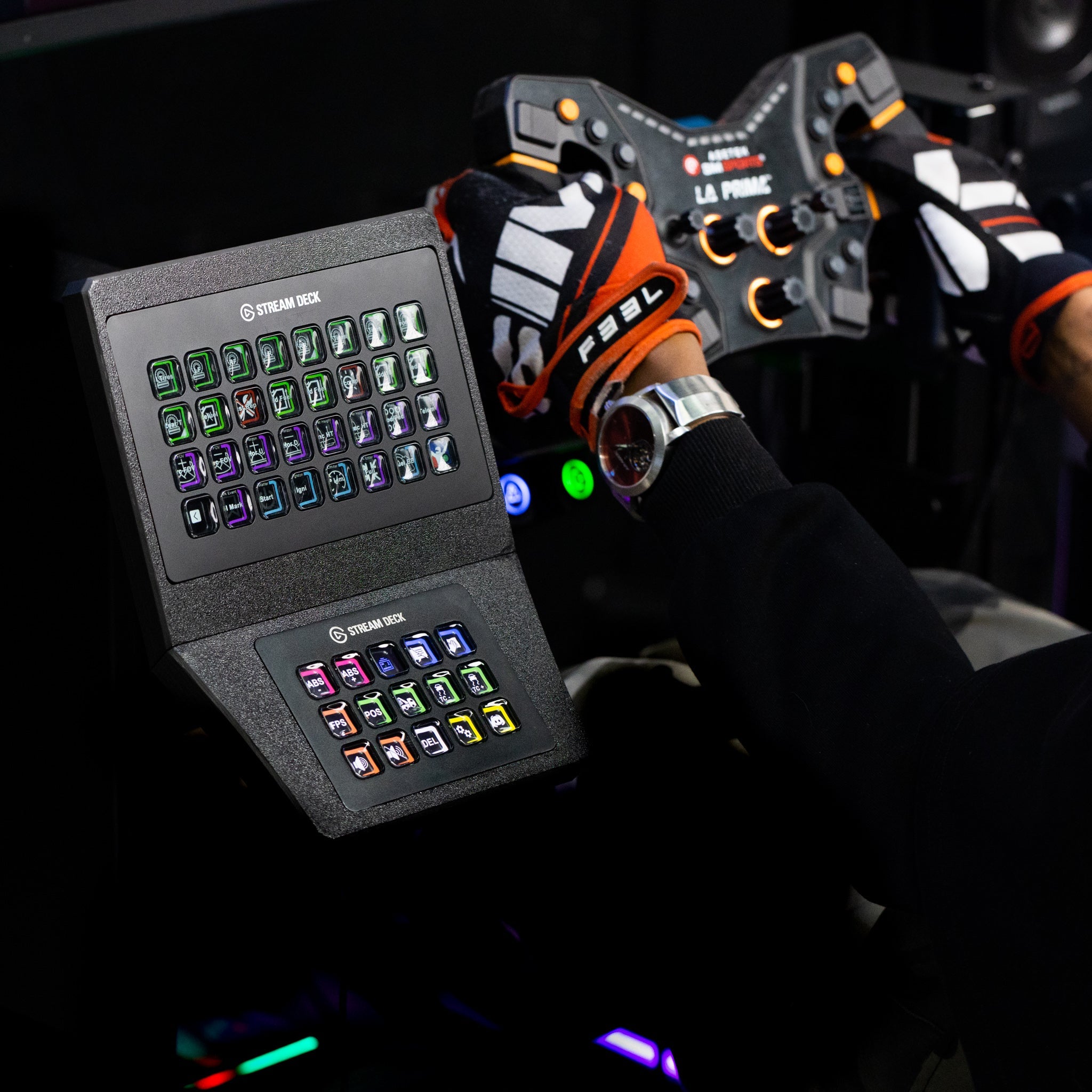 SimSportGadget Stream Deck XL and MK2/MK1 Combo Console Mount for Sim Racing Rigs