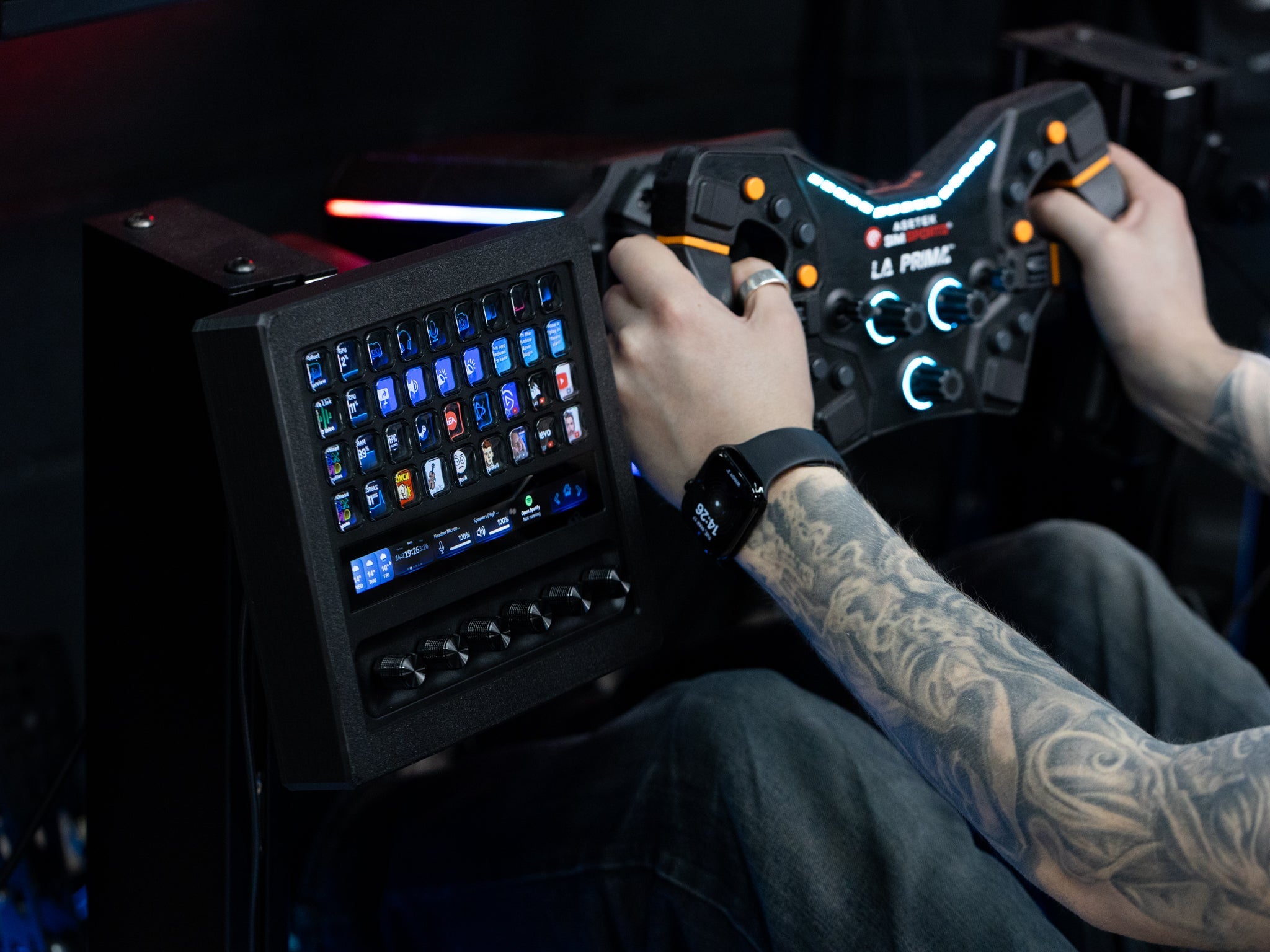 SimSportGadget Stream Deck + XL Enclosure with Metal Swivel Mount for Sim Rigs