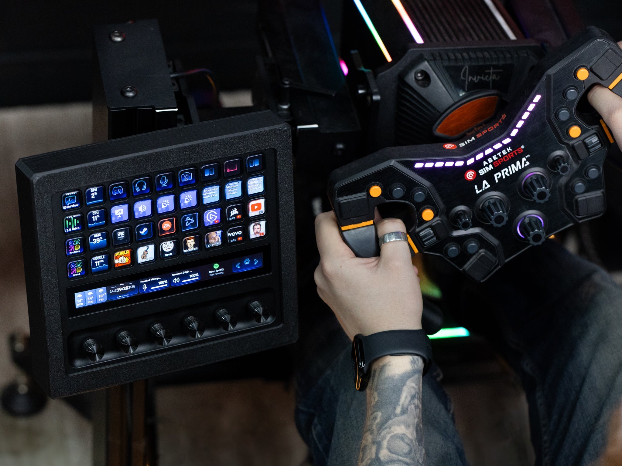 SimSportGadget Stream Deck + XL Enclosure with Metal Swivel Mount for Sim Rigs