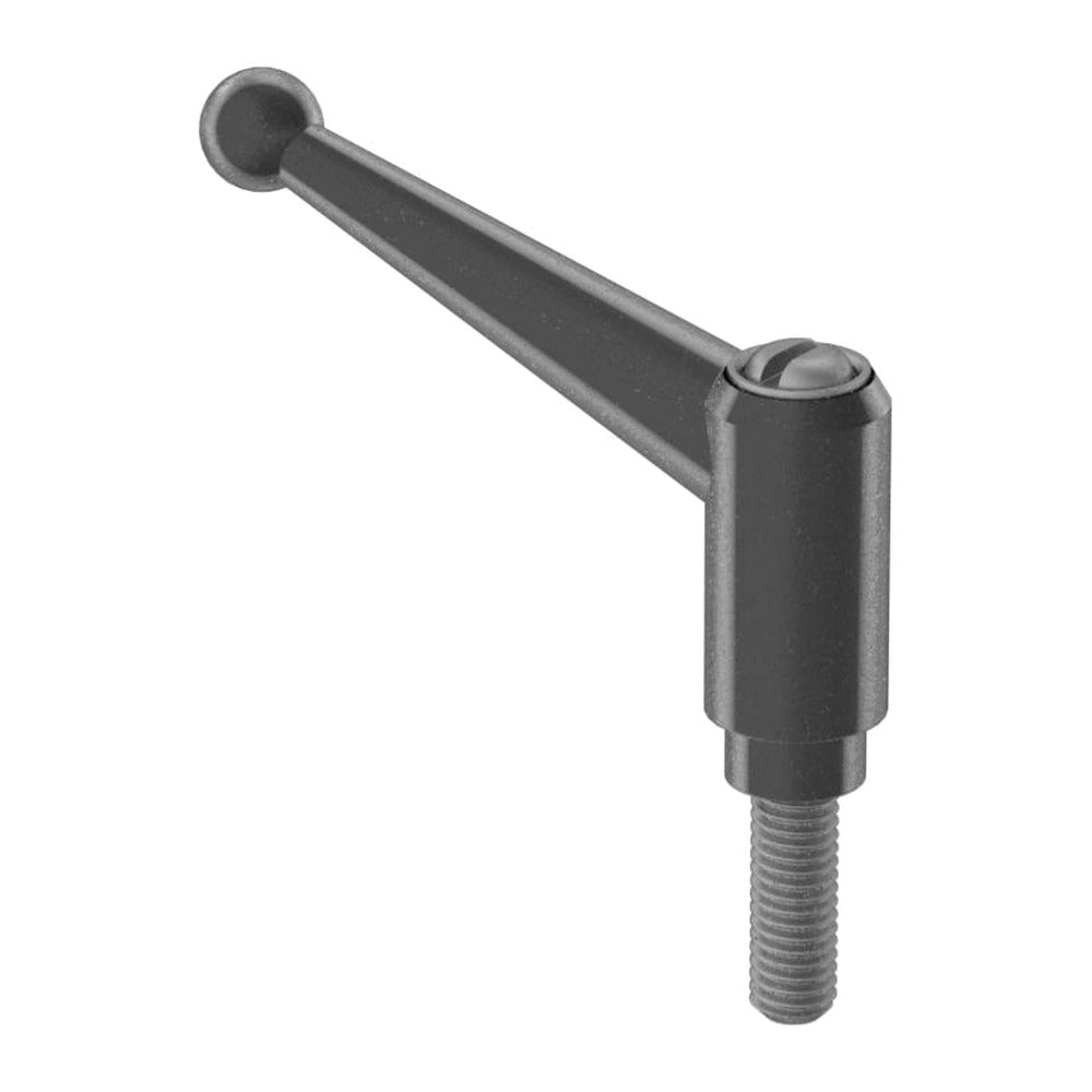 Heavy-duty black zinc adjustable clamping T-handle with threaded stud
