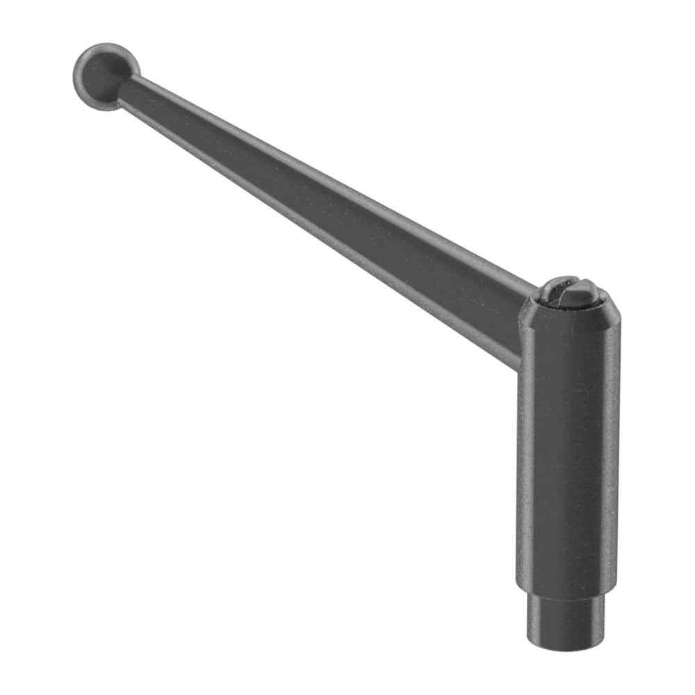 Heavy-duty black zinc adjustable clamping T-handle with unthreaded hole